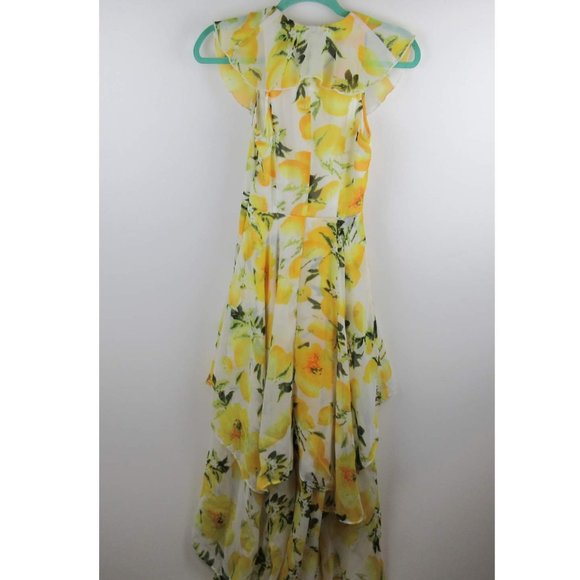 Meghan Los Angeles Lemon Ruffle High-Low Maxi Dress sz S - Picture 2 of 8